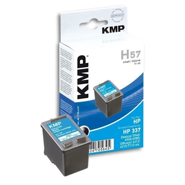 KMP H57, Svart, HP DeskJet 5940, 5950, 6940, 6940 DT, 6980, 6980 DT, 6985, 6988 DT, 6988 XI, D 4100, D 4145, D...