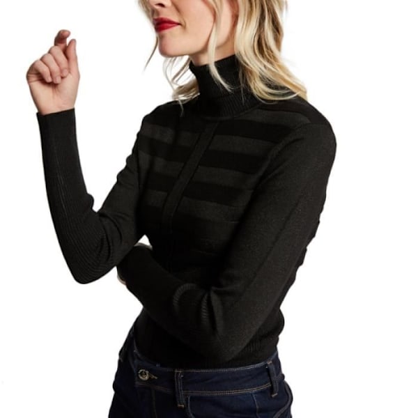 Pull Femme - Morgan - Mentosa - Svart Glänsande - Hög Krage - Långärmad - Figursydd - M