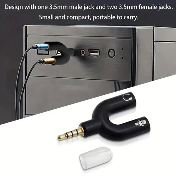 Cablepelado - ADAP-SPLIT-4P - cabelpelado Adapter för hörlurar och mikrofon jack 3.5 med 4 stift Svart