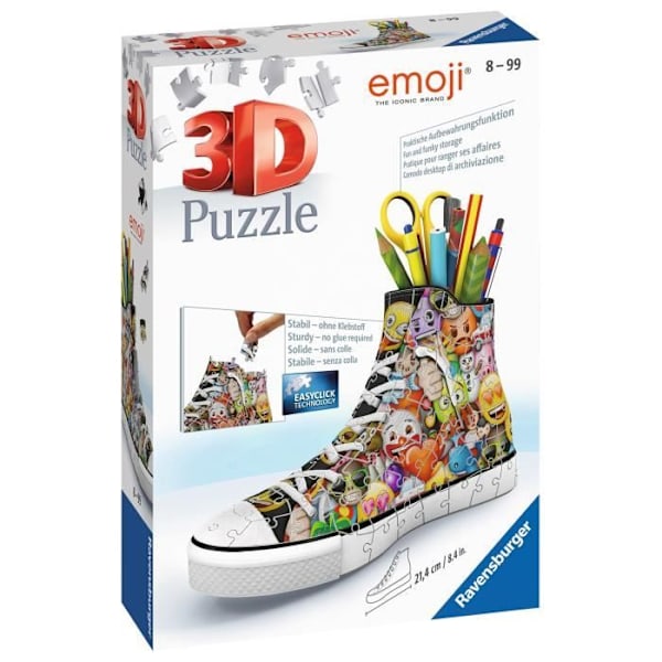 Ravensburger Sneaker Emoji Puzzle 3D pennkruka för barn från 8 år och uppåt emojis