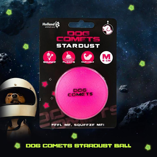 Frisbeeboll Holland djurvård Dog Comets Ball Stardust Naturgummi Hundleksak Rosa 6 cm