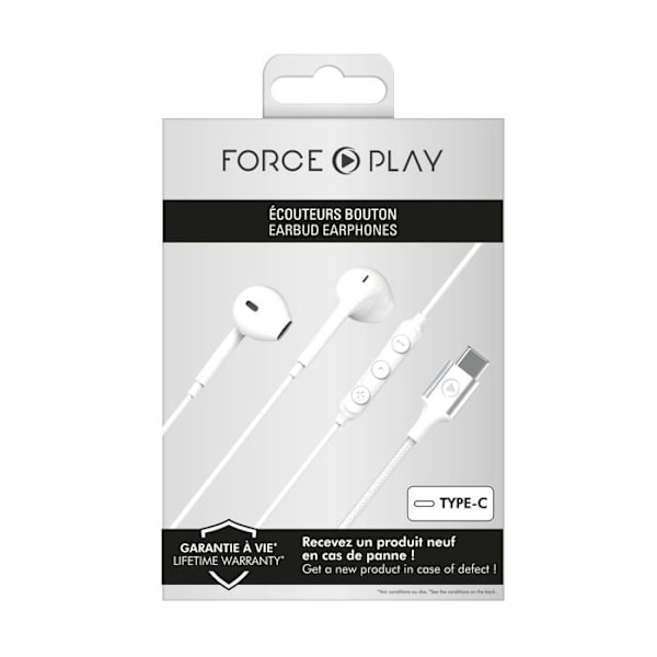 Trådbundna hörlurar - BIGBEN CONNECTED - Force Play KP - USB C - In-ear - Vit Vit