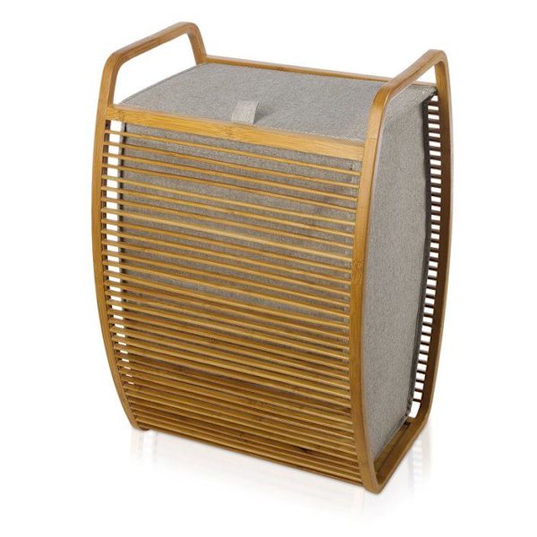 Möve Tvättkorg - 40905 - flytta Bambu Tvättkorg Badrumstillbehör, Bambu med Canvas, Trä