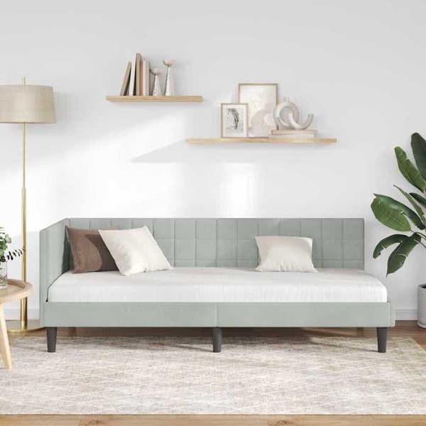 vidaXL Hörnsängram Ljusgrå 80 cm x 200 cm Sammet 42016408