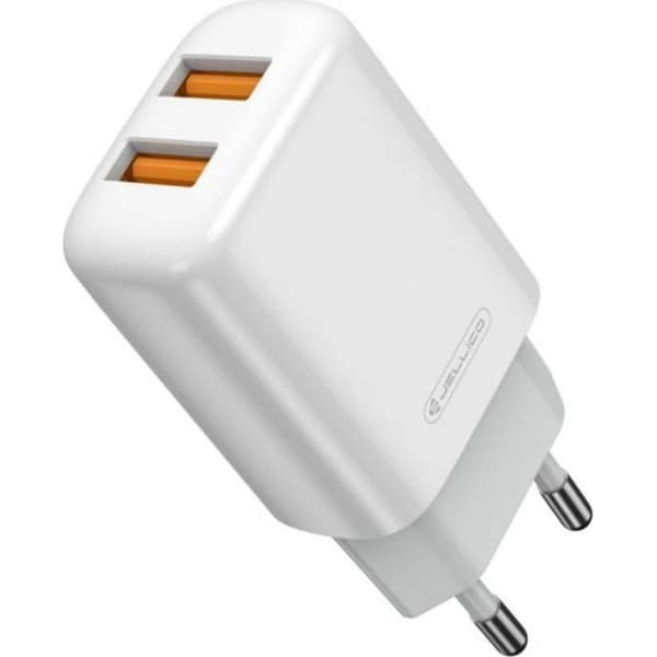 Laddare - nätadapter Nemo Laddare 2x USB 2,4 A + USB-kabel - micro USB Jellico EU02 vit