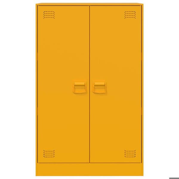 vidaXL Buffé gul senap 67x39x107 cm stål 841664