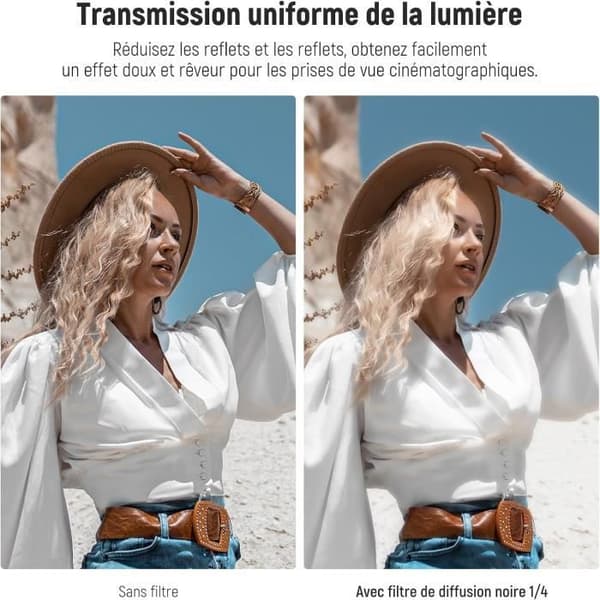 NEEWER Diffusionsfilter svart 82mm 1/4 — Mjuk filmisk effekt, reflexskydd, nanobeläggning
