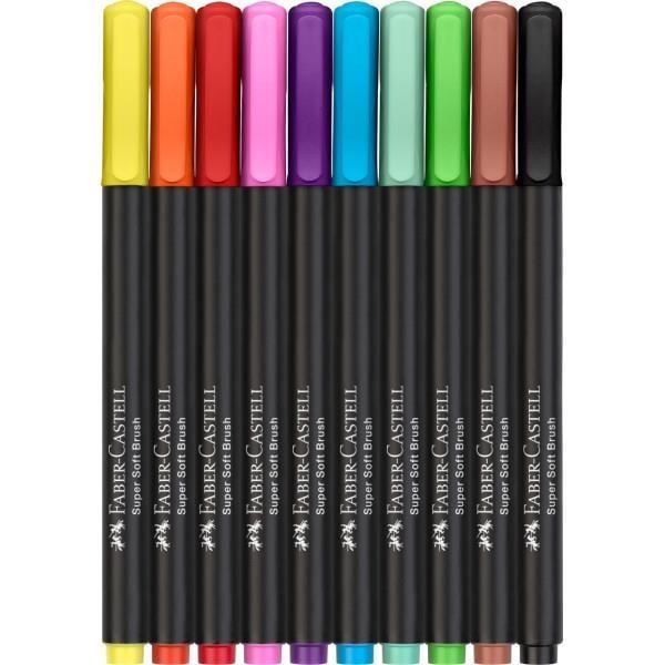 10 färgmarkörer - Alla media - Ljusa färger - Faber-Castell - Black Edition