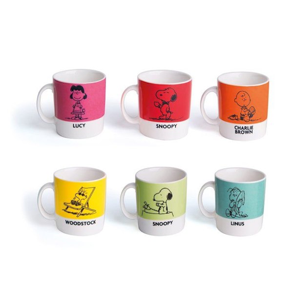Mugg - kopp - mazagran Excelsa - 48587 - Peanuts Set med 6 Kaffekoppar, Porslin, 100 ML, Flerfärgad