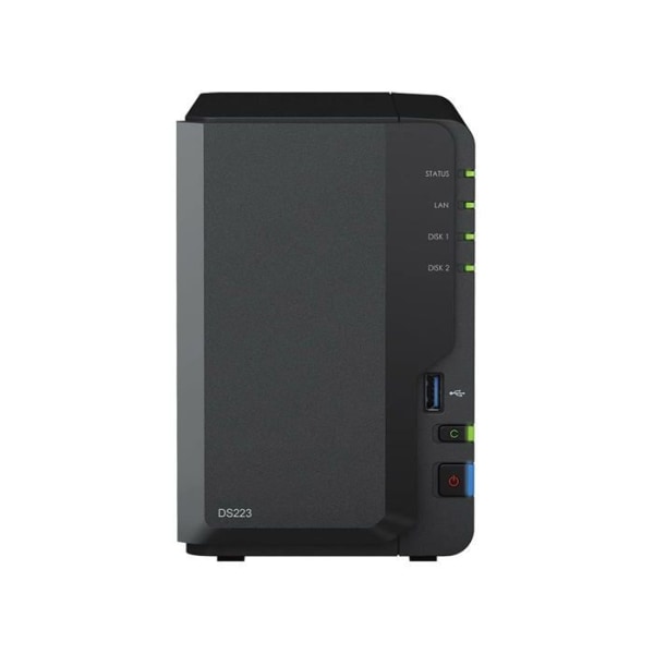 Synology - DS223/2G/2Y/12T-IW/MONTERA - DS223 NAS 12TB (2X 6TB) IronWolf, sätter ihop och testar med OS DSM installerat