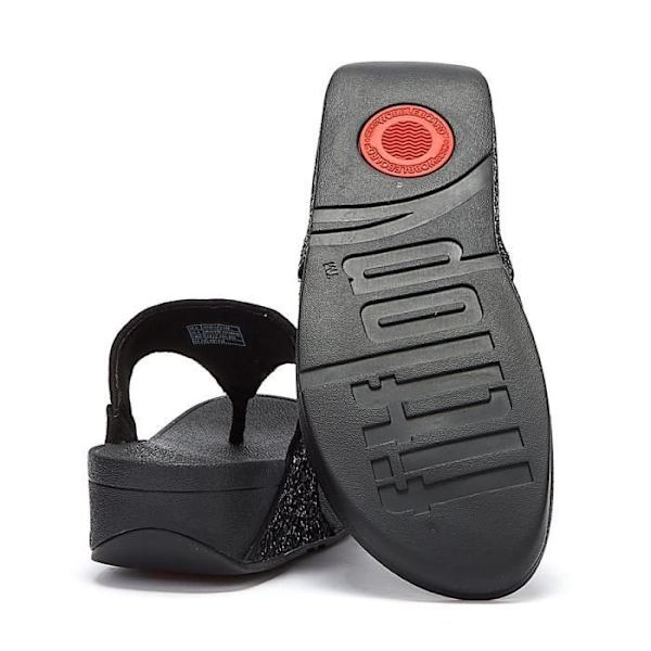 Svarta flip flops för kvinnor FitFlop Lulu Glitter - Ergonomisk mikrowobbleboard sulor Svart 39