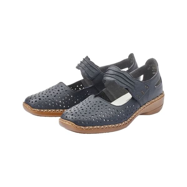 Sandaler - RIEKER - 41399-14 - Läder - Blå - Platt Klack Blå 38