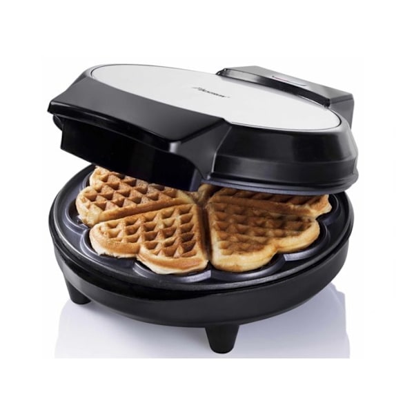 BESTRON AWM700S - Klassisk hjärtformad våffelbryggare med non-stick beläggning, 700 W, svart