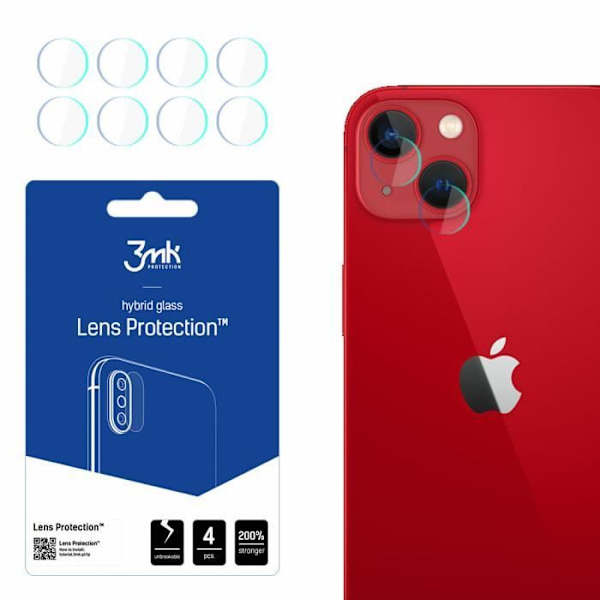 Skydd för objektiv - 3MK - Apple iPhone 13 - Transparent - Hybrid oförstörbar - Förpackning med 4