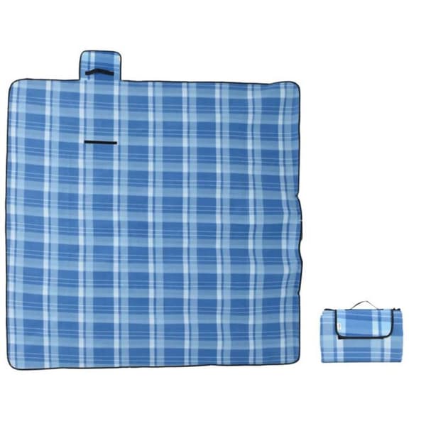 Fällbar picknicktäcke rutigt blå 200x200 cm blått kakel