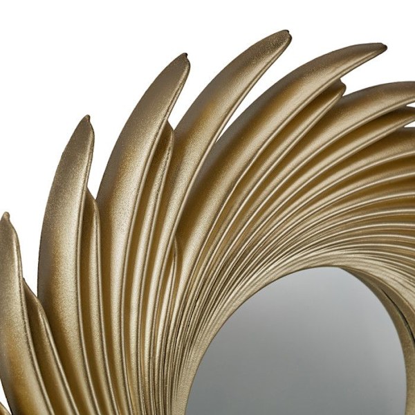 Relaxdays Set med 3 speglar, rund form solmotiv, diameter 25 cm, inredning, plastram, gyllene gyllene