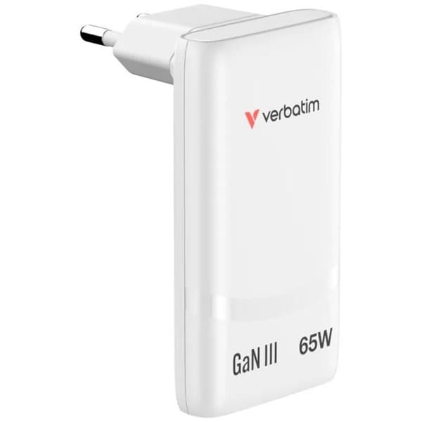 Väggladdare GaN Verbatim Fold 'n' Go - 2xUSB Typ-C - 65W