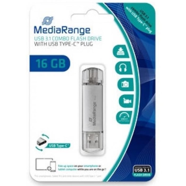 USB-nyckel - MEDIARANGE - USB3.1 - 16 GB Silver