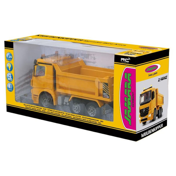 Mercedes-Benz Arocs 1:20 fjärrstyrd dumper - JAMARA - Gul - LED - 4-hjulsdrift Flerfärgad