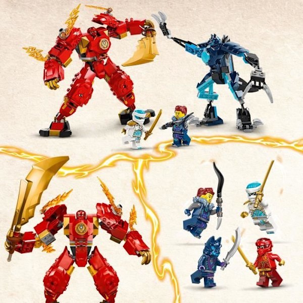 LEGO® 71808 NINJAGO Kais Eldelementalrobot, Ninjaleksak med anpassningsbar minifigur plus Kai och Zane minifigurer Flerfärgad