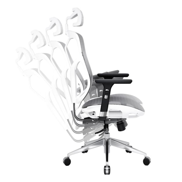 Diablo V-Basic Ergonomic Office Chair 3D Andas Mesh Justerbara Armstöd (Vit-Grå) Vit grå