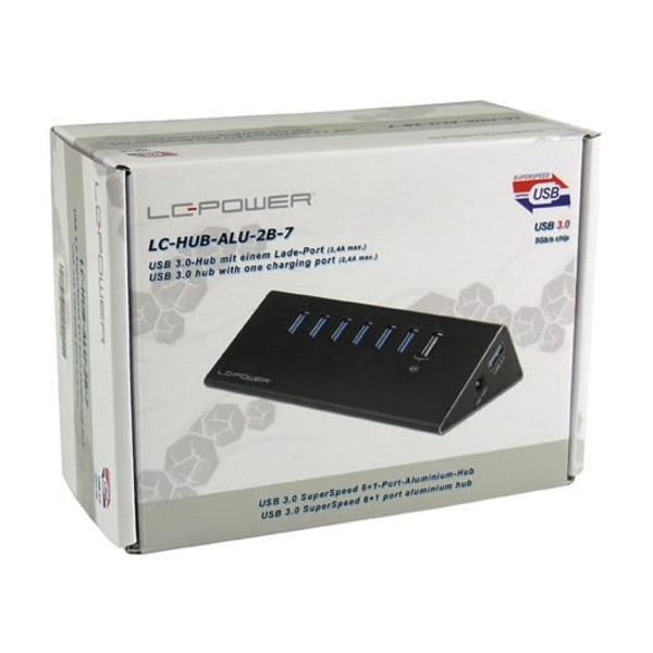 Koncentrator (hub) - LC POWER - USB 3.0 (3.1 Gen 1) Typ-A - 5000 Mbit/s - Svart - Aluminium - Plast - CE