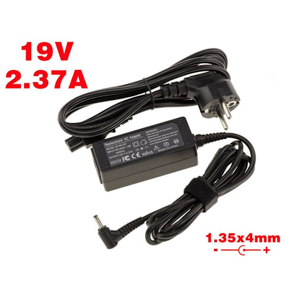 Strömförsörjning för bärbar dator 19V 2,37A spets 1,35x4mm - Motsvarande ASUS UX21 UX31 UX31E UX31K EXA1209CH EXA1209UH ADP-45BW