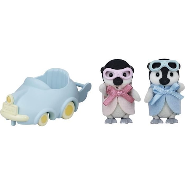 Docka - SYLVANIAN FAMILIES - The Penguin Twins - Bil och glasögon - Ledad Flerfärgad