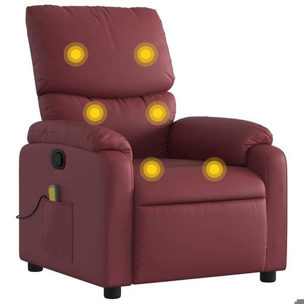 vidaXL Liggande massagestol Bourgogneröd konstläder 373445