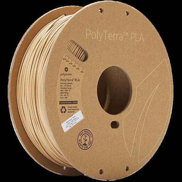 Polymaker 70909 PolyTerra Filament PLA låg plasthalt, vattenlöslig 1,75 mm 1000 g Hasselbrun 1 st.