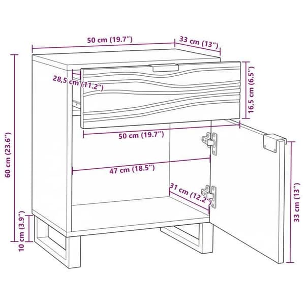 vidaXL Sängbord Vit 50 x 33 x 60 cm Ingenjörsträ 4017980