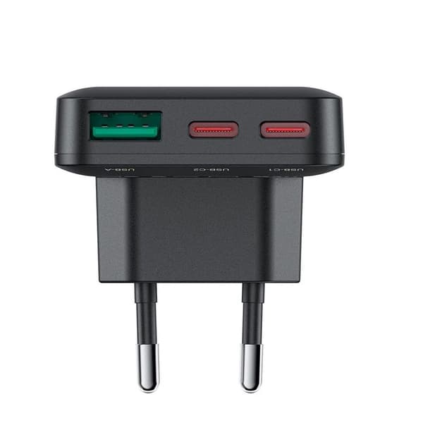 Batteri för Priza, GaN, 2x Typ-C, USB, PD65W - Acefast (A100) - Svart