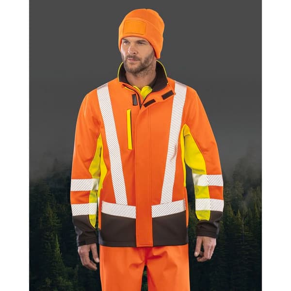 Arbetsjacka 3 lager softshell Result fluorescerande gul / orange / svart M