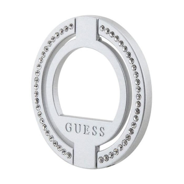 Magnetiskt fingerställ - Guess - MagSafe ringstativ - Silver - Strass - Stödfunktion Pengar