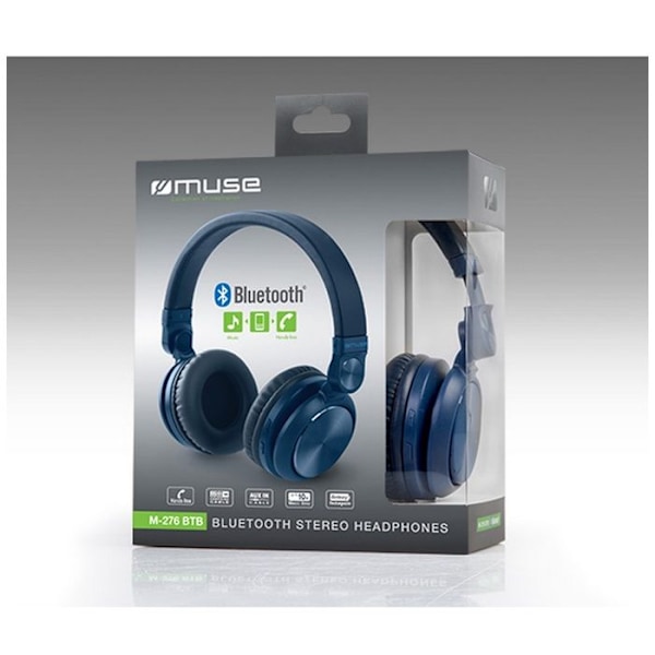 Bluetooth-headset - MUSE - M-276 BTB - Batteritid 10 timmar - Justerbart pannband - Färg Blå Blå