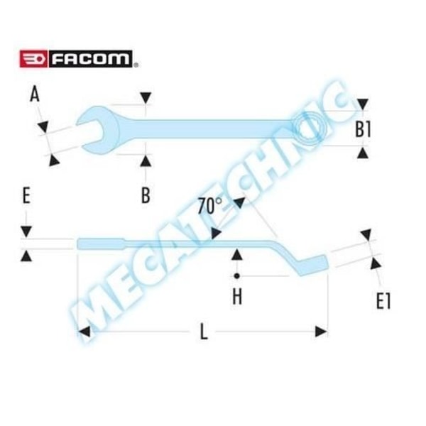 Metrisk offset kombinationsnyckel 12 mm längd 160 mm - FACOM - 41.12