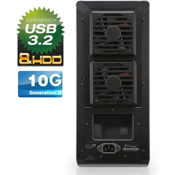 Diskhölje - FANTEC - QB-X8U31 - 8 platser - USB 3.2 Gen2 - Överföring upp till 10Gbit/s
