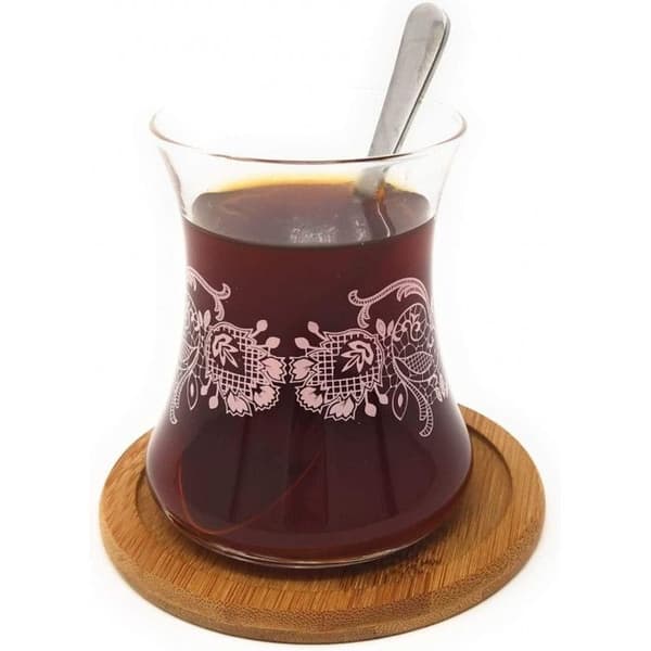 Set med 6 Glasunderlägg & Ställ "Bambu" 11cm Natur brun