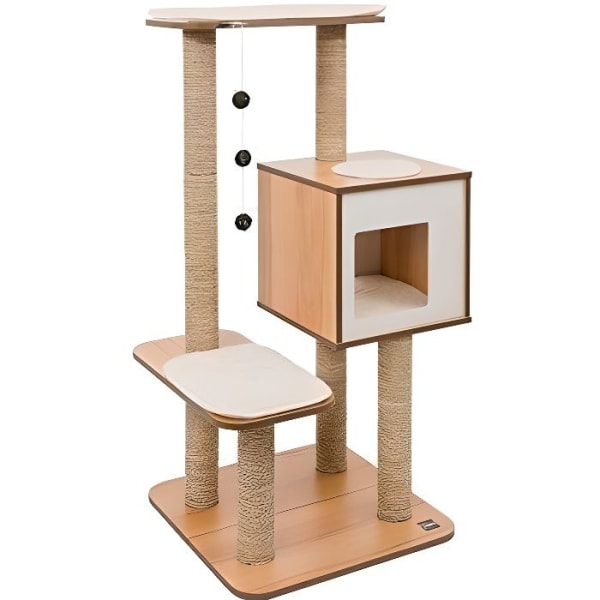 Vesper V Cat Tree - Hög valnötsbas - höjd: 120 cm Vit