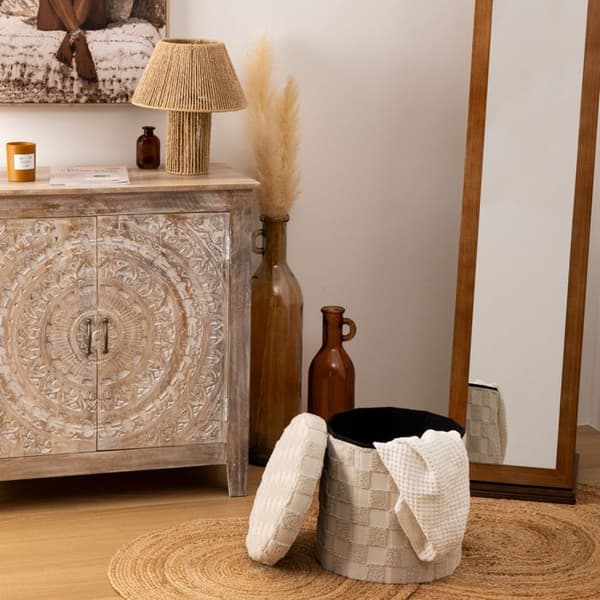 Fällbar puff "Pasti" vit D38x38cm Vit