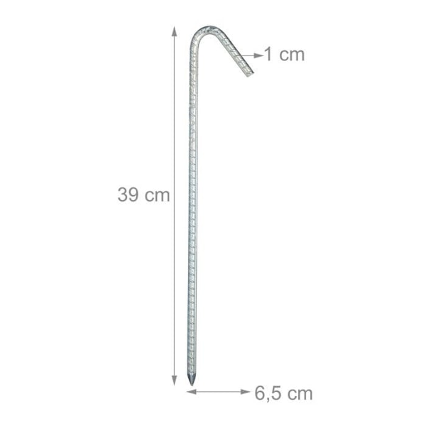 Relaxdays XL markpinnar, pinnar, set om 10, galvaniserat stål, tält, 39 cm, galvaniserat stål, silver silver-