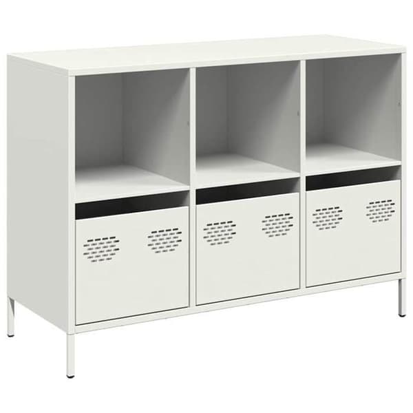 vidaXL Buffé vit 101,5x39x73,5 cm kallvalsat stål 851369