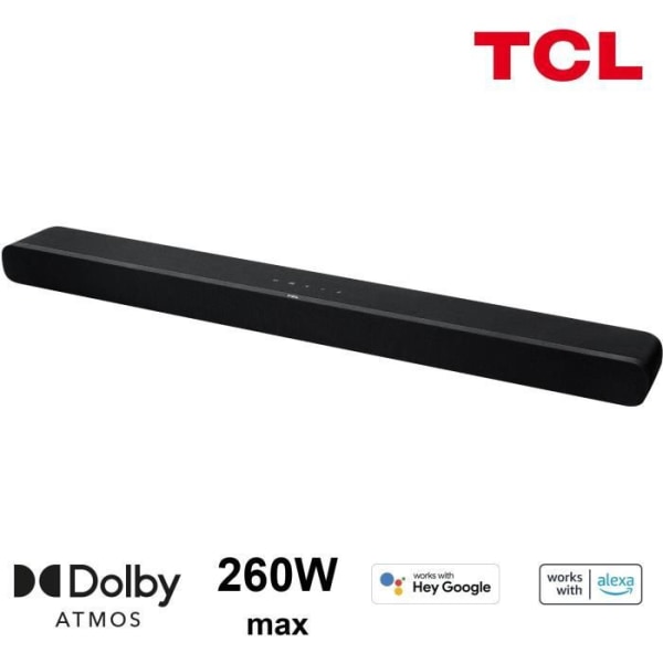 TCL TS8211 - Dolby Atmos 2.1 soundbar med integrerade subwoofers - 260W - HDMI - Chromecast integrerad - Alexa-kompatibel