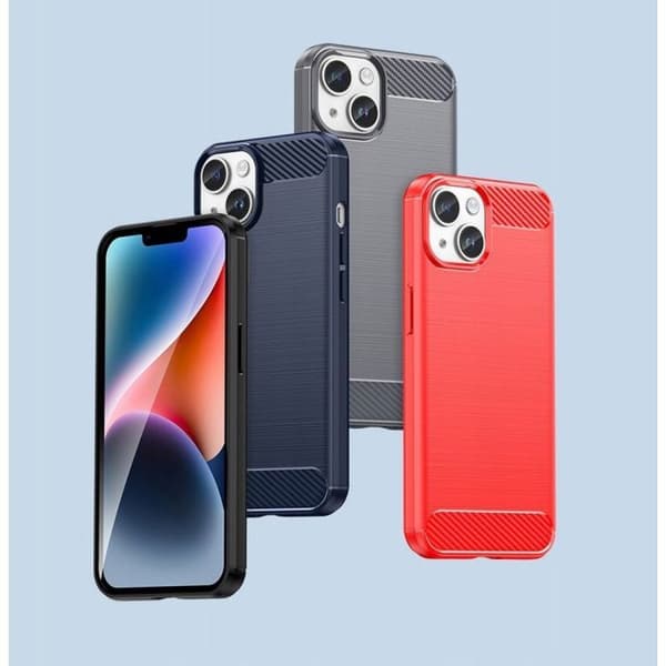 Rugged ram records Coque bak i gel mjukt för iPhone 14 Carbon Case blå