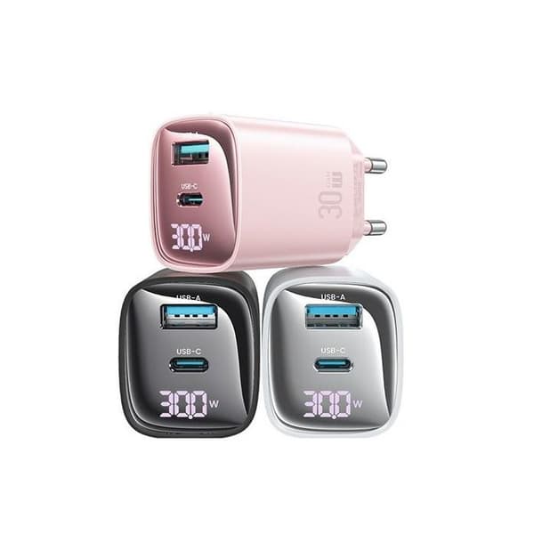Väggladdare - USAMS - CC229 - 30W - USB-C & USB-A - Snabb & Säker Laddning Vit
