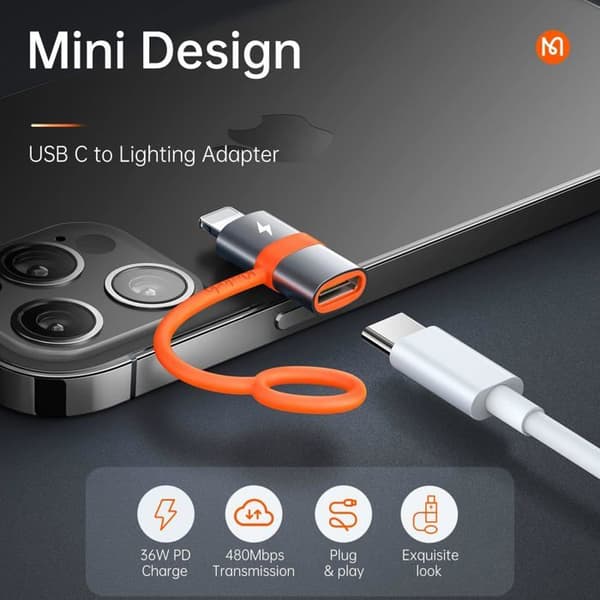 Telefonadapter - MCDODO - MDD-DE-FEIGE - Typ-C till Lightning - Snabbladdning 36W PD - Förlustskydd