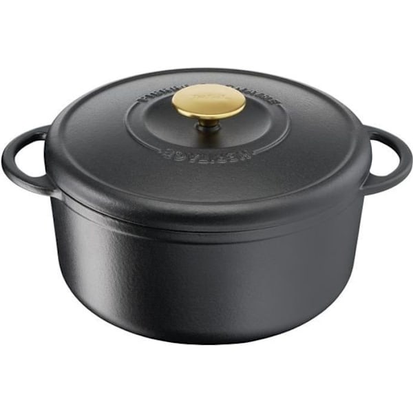 TEFAL E2230304 Pierre Gagnaire Heritage Rund Gjutstål Gryta - 21 cm - 3,3 L - Alla värmekällor inklusive induktion - Svart Svart