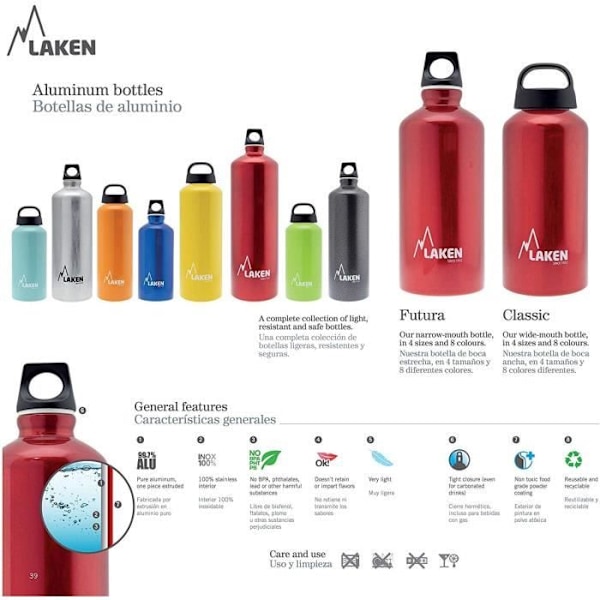 Flaska - Laken - Futura - 750 ml - Aluminium - Röd Röd