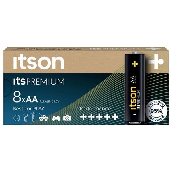 Pack med 8 Alkaliska Batterier LR6/AA 1,5V itsPREMIUM