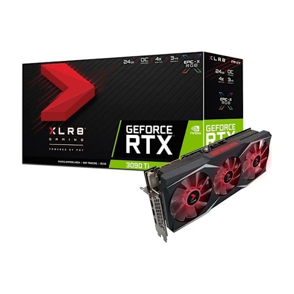 PNY GeForce RTX™ 3090 Ti 24GB GDDR6X XLR8 Gaming Epic-X RGB™ Uprising Triple Fan Overclocked Edition grafikkort, svart